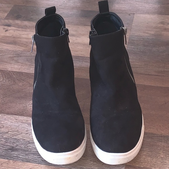 Madden Girl “Piper” black faux suede high top zippered sneakers boots size 9M - Picture 4 of 8